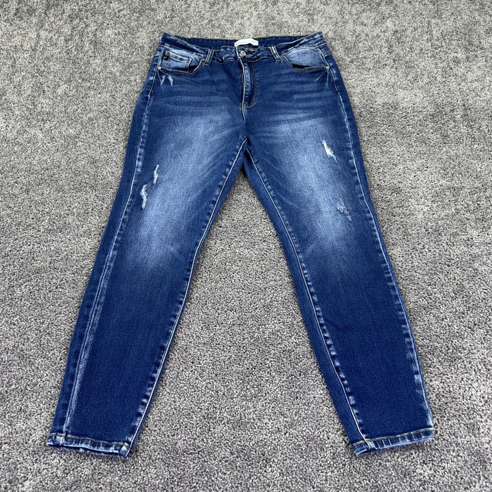KanCan Jeans Womens 16 Blue Skinny Distressed Stretch Denim Medium Wash Casual